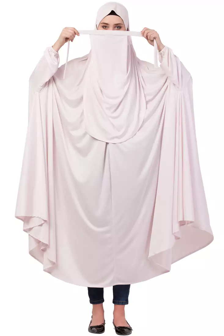 Pink Plain Polyester Abaya
