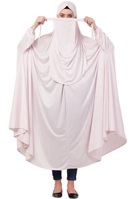 Pink Plain Polyester Abaya 1