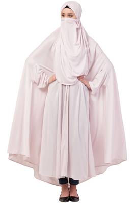 Pink Plain Polyester Abaya 2