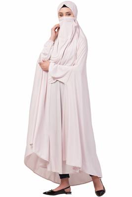 Pink Plain Polyester Abaya 3