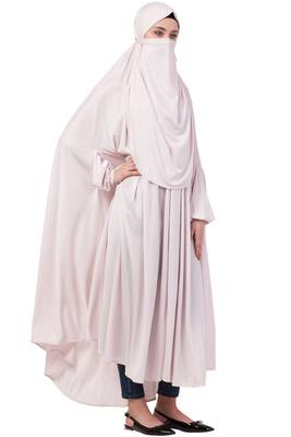 Pink Plain Polyester Abaya 4