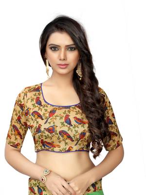 Light green plain chanderi silk saree with blouse 4