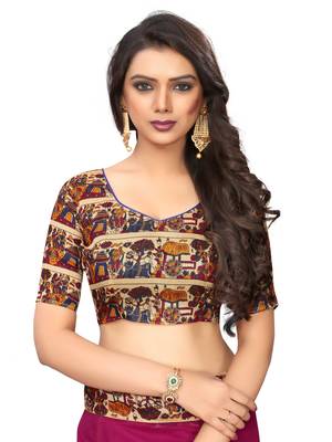 Rani pink plain chanderi silk saree with blouse 4