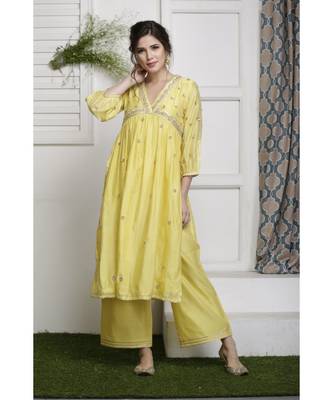 Peela Hara Kurta Set 1