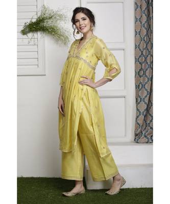 Peela Hara Kurta Set 3