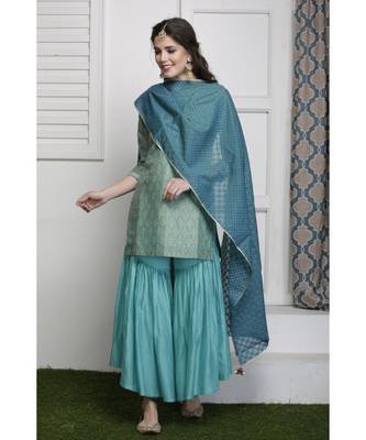 Neeli Blocked printed Sharara Set 1