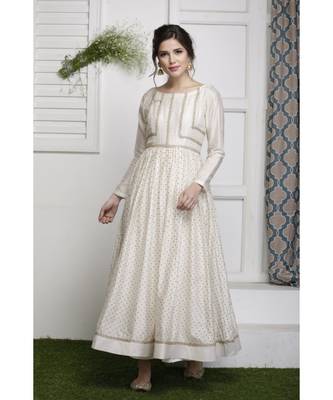 Ecru Block printed Dress Set 1