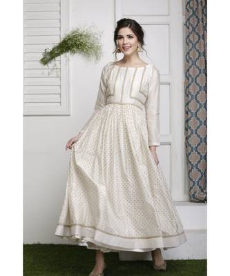 Ecru Block printed Dress Set 2