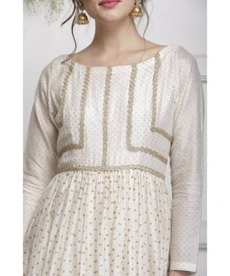 Ecru Block printed Dress Set 3