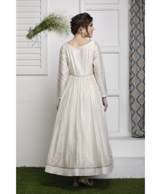 Ecru Block printed Dress Set 4