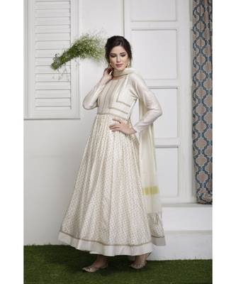 Ecru Block printed Dress Set 5