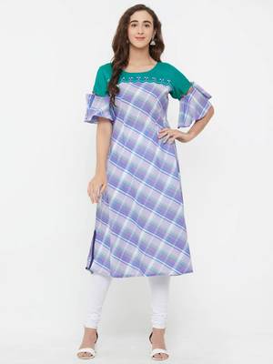 Blue printed cotton ethnic-kurtis 1