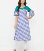 Blue printed cotton ethnic-kurtis