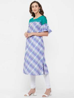 Blue printed cotton ethnic-kurtis 4