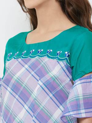 Blue printed cotton ethnic-kurtis 5