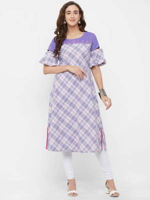 Purple printed cotton ethnic-kurtis 1