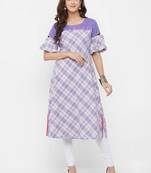 Purple printed cotton ethnic-kurtis