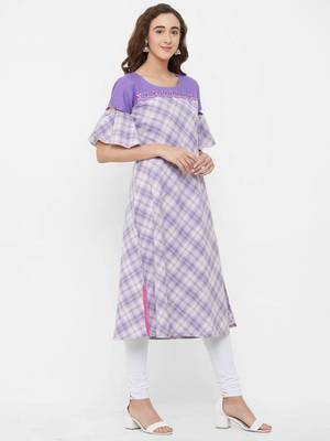 Purple printed cotton ethnic-kurtis 3