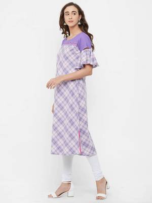 Purple printed cotton ethnic-kurtis 4