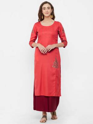 Pink embroidered rayon ethnic-kurtis 1
