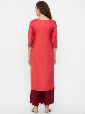 Pink embroidered rayon ethnic-kurtis 2