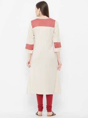 Beige printed cotton ethnic-kurtis 2