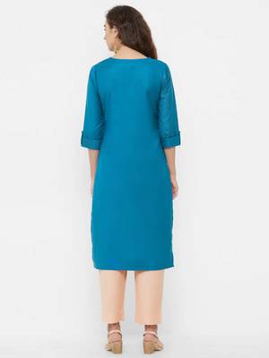 Blue embroidered rayon ethnic-kurtis 2