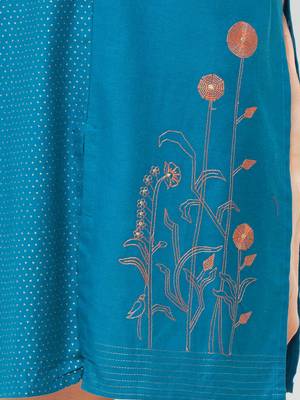 Blue embroidered rayon ethnic-kurtis 5