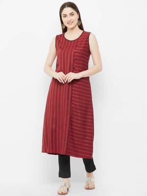 Red printed cotton ethnic-kurtis 1