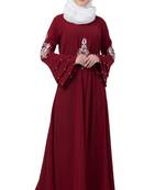 Maroon Nida Embroidered Abaya