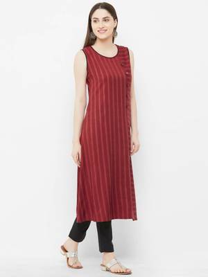 Red printed cotton ethnic-kurtis 3