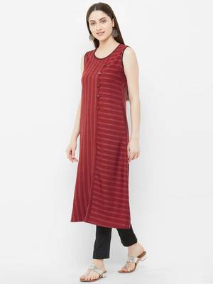 Red printed cotton ethnic-kurtis 4