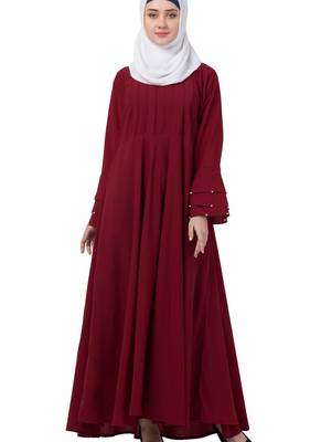 Maroon Nida Plain Abaya 2