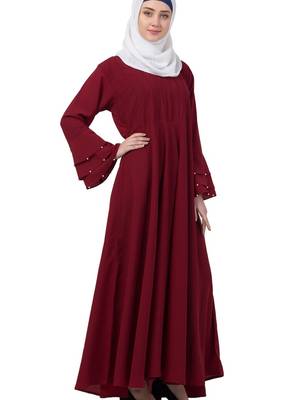Maroon Nida Plain Abaya 3