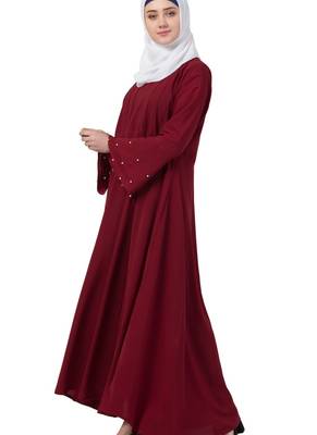 Maroon Nida Plain Abaya 4