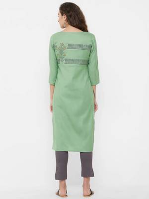 Green embroidered cotton ethnic-kurtis 2