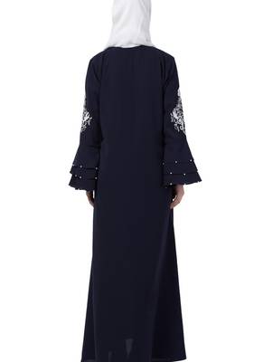 Blue Nida Embroidered Abaya 2