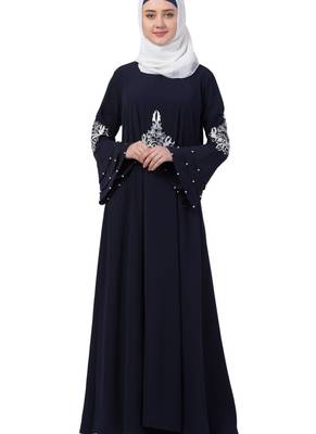 Blue Nida Embroidered Abaya 1