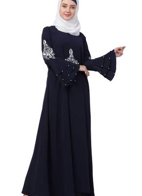 Blue Nida Embroidered Abaya 3