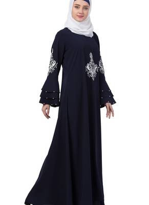 Blue Nida Embroidered Abaya 4