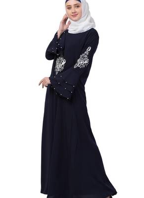 Blue Nida Embroidered Abaya 5