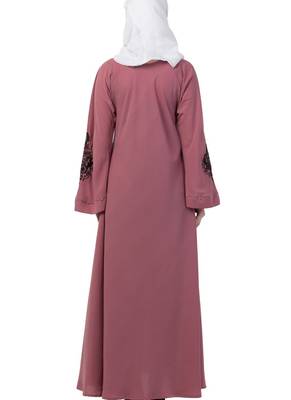 Pink Nida Embroidered Abaya 2