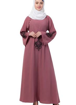 Pink Nida Embroidered Abaya 1