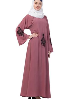 Pink Nida Embroidered Abaya 4