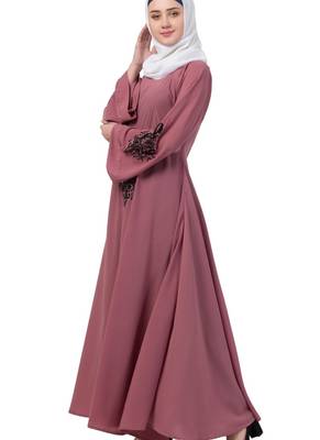 Pink Nida Embroidered Abaya 5