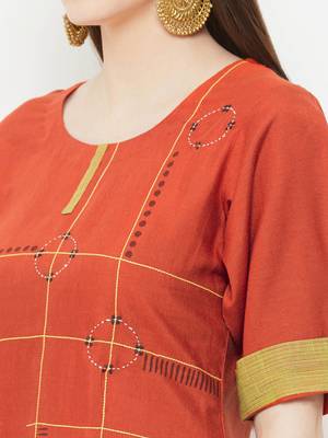 Orange plain satin ethnic-kurtis 5