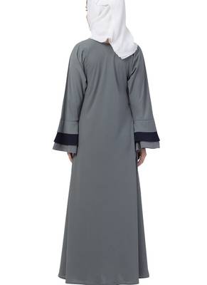 Grey Nida Plain Abaya 2