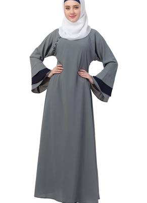 Grey Nida Plain Abaya 1