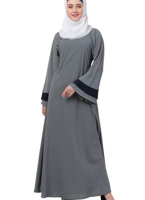 Grey Nida Plain Abaya 3