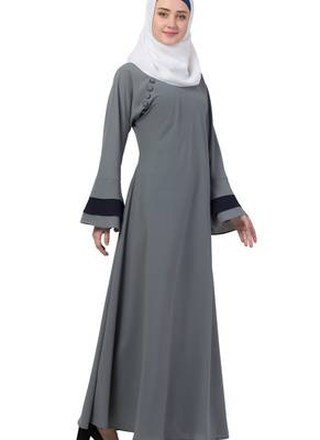 Grey Nida Plain Abaya 4